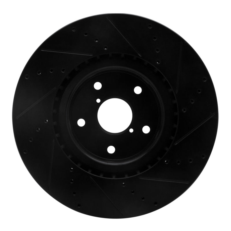 R1 2005-2020 Subaru Impreza Front Left Drilled & Slotted Black Brake Rotor