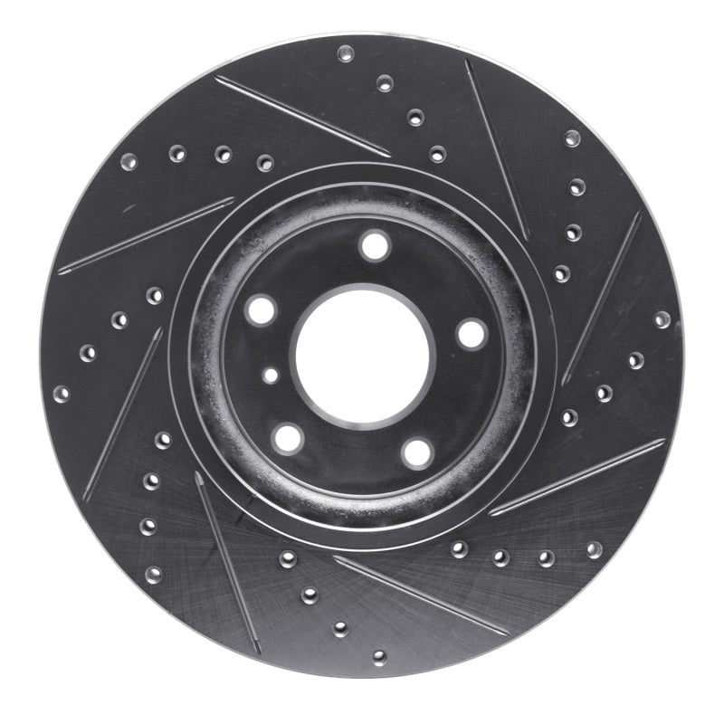 R1 2003-2023 Infiniti G25 Front Left Drilled & Slotted Silver Brake Rotor