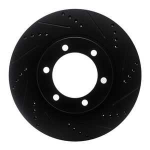 R1 Concepts Lexus GX470 Front Right Drilled & Slotted Brake Rotor - Black Finish