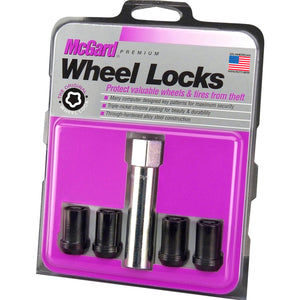 McGard Wheel Lock Nut Set - 4pk. (Tuner / Cone Seat) M12X1.5 / 13/16 Hex / 1.24in. Length - Black (25357)