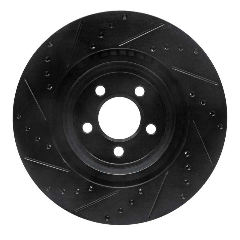 R1 2005-2023 Chrysler 300 Front Right Drilled & Slotted Black Brake Rotor