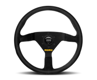 MOMO MOD78 320mm Black Suede Steering Wheel with Black Spokes