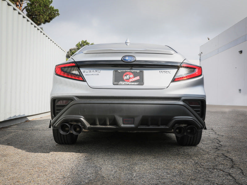 aFe POWER Takeda 3-Inch to 2-1/2-Inch 304 Stainless Steel Cat-Back Exhaust System with Black Tips for Subaru WRX 2022-2024