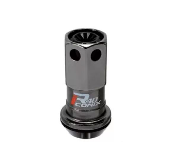 Project Kics R40 Iconix 12x1.50 Black Lug Nut (Black Seat) - 1pc (WZRI1KK)