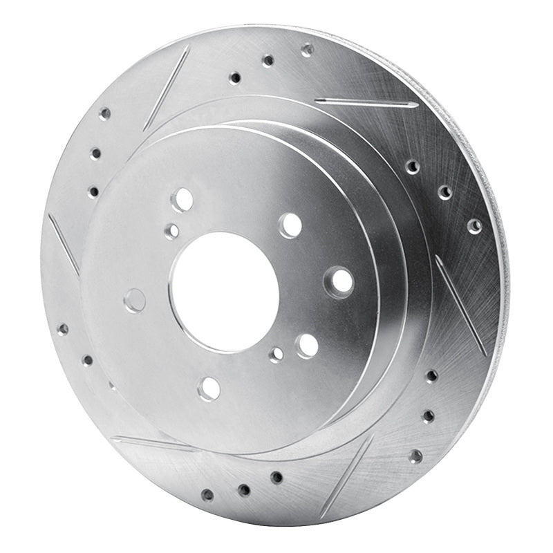 R1 1989-1996 Nissan 300ZX Turbo Rear Left Drilled & Slotted Silver Brake Rotor (EDZ-67034L)