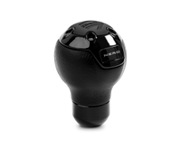 MOMO Nero Tall Black Leather Shift Knob with Black Chrome Insert