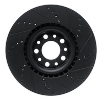 R1 2017-2025 Alfa Romeo Stelvio Front Left Drilled & Slotted Black Brake Rotor