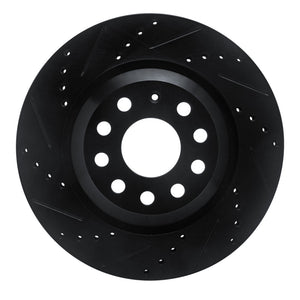 R1 2006-2025 Audi S3 (Mexico) Rear Left Drilled & Slotted Black Brake Rotor