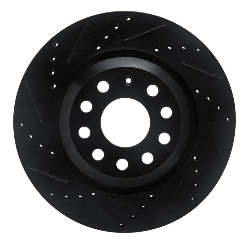R1 2006-2025 Audi S3 (Mexico) Rear Left Drilled & Slotted Black Brake Rotor
