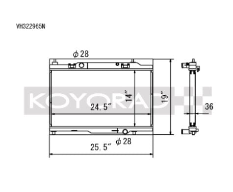 Koyo 14-19 Ford Fiesta ST 36mm Hyper Core + NFLO Triple Pass Radiator (VH322965N)