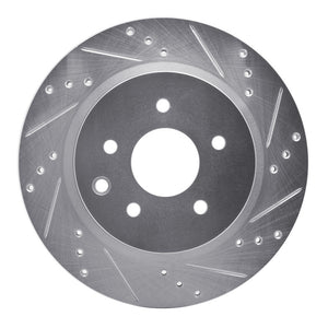 R1 2005-2025 Infiniti M35 Rear Right Drilled & Slotted Silver Brake Rotor