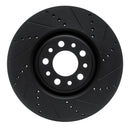 R1 2017-2025 Alfa Romeo Stelvio Front Right Drilled & Slotted Black Brake Rotor