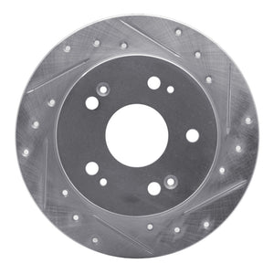 R1 1997-2015 Acura ILX Rear Right Drilled & Slotted Silver Brake Rotor