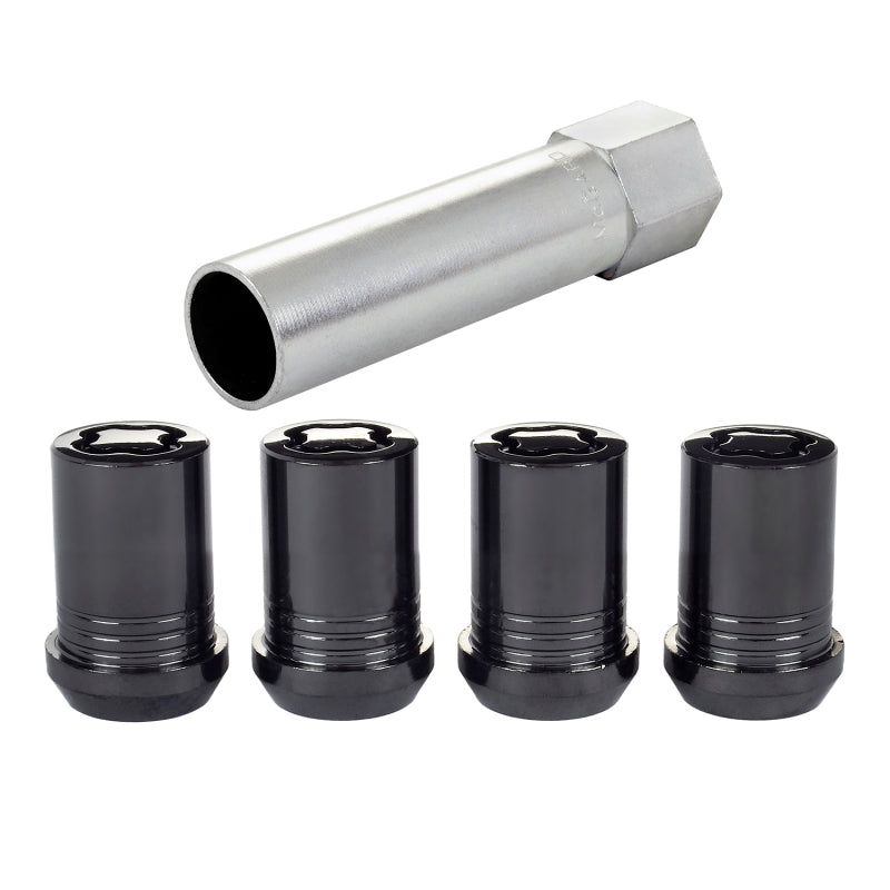McGard Wheel Lock Nut Set - 4pk. (Tuner / Cone Seat) M12X1.5 / 13/16 Hex / 1.24in. Length - Black (25357)