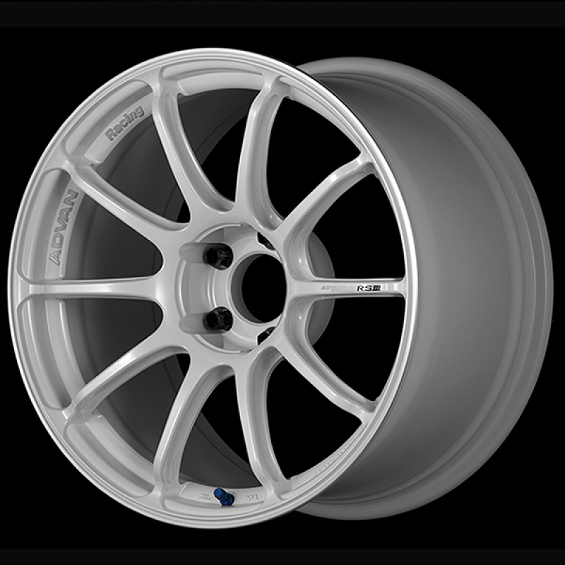 Advan RSIII 18x8.5 / +38 Offset / 5x114.3 / 73mm Bore / Racing White Metallic and Ring