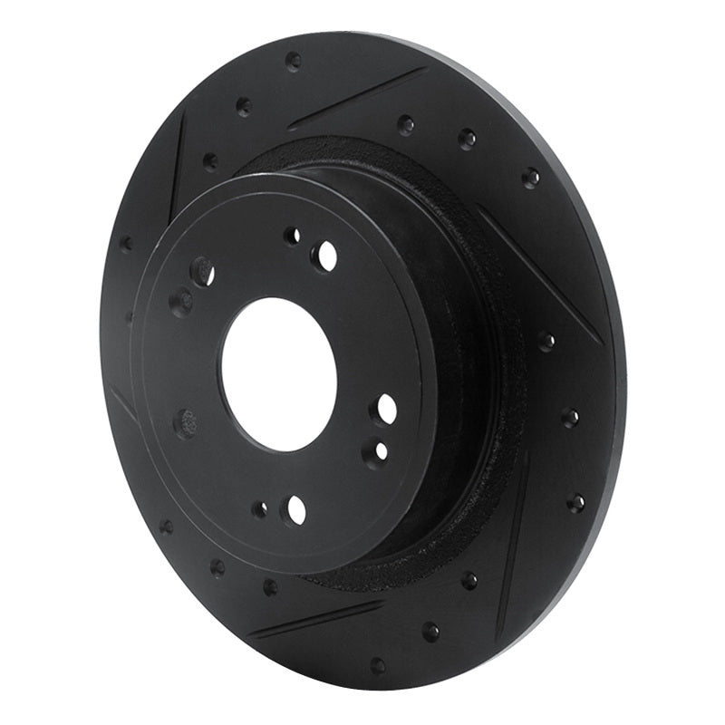 R1 2005-2022 Acura TSX Rear Left Drilled & Slotted Black Brake Rotor