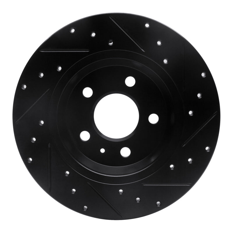 R1 2008-2025 Audi A4 (Mexico) Rear Left Drilled & Slotted Black Brake Rotor