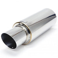 BLOX Racing 60.5mm Street Muffler with Angled Tip - Enhance Your Vehicle's Exhaust System