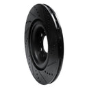 R1 2017-2025 Alfa Romeo Stelvio Rear Left Drilled & Slotted Black Brake Rotor