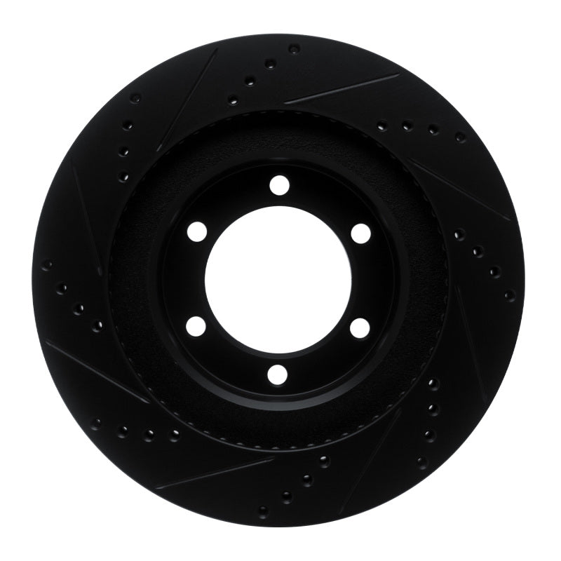 R1 Concepts Lexus GX470 Front Right Drilled & Slotted Brake Rotor - Black Finish