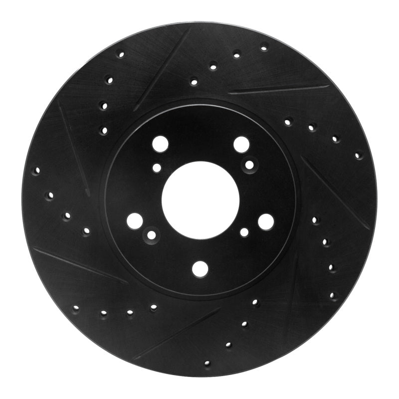 R1 1999-2014 Acura TL Front Left Drilled & Slotted Black Brake Rotor