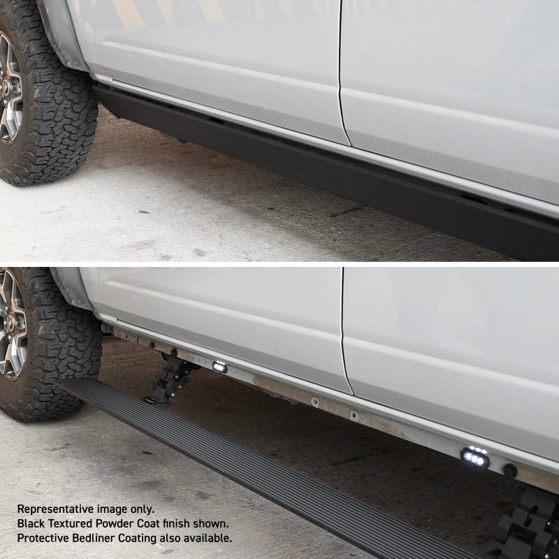 Go Rhino 23-24 Toyota Sequoia 4dr (Excl. Hybrid) E1 Electric Running Board Kit - Bedliner Coating (20443974T)