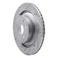 R1 2008-2025 Infiniti G37 Rear Left Drilled & Slotted Silver Brake Rotor