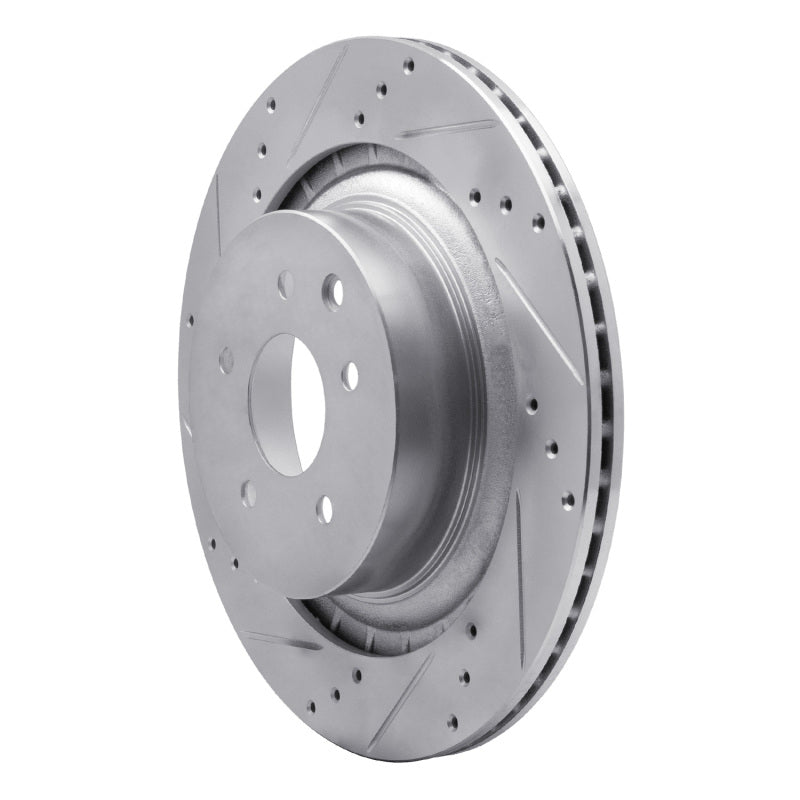 R1 2008-2025 Infiniti G37 Rear Left Drilled & Slotted Silver Brake Rotor (EDZ-68013L)