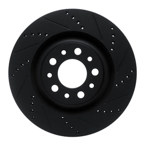 R1 2017-2025 Alfa Romeo Stelvio Rear Right Drilled & Slotted Black Brake Rotor
