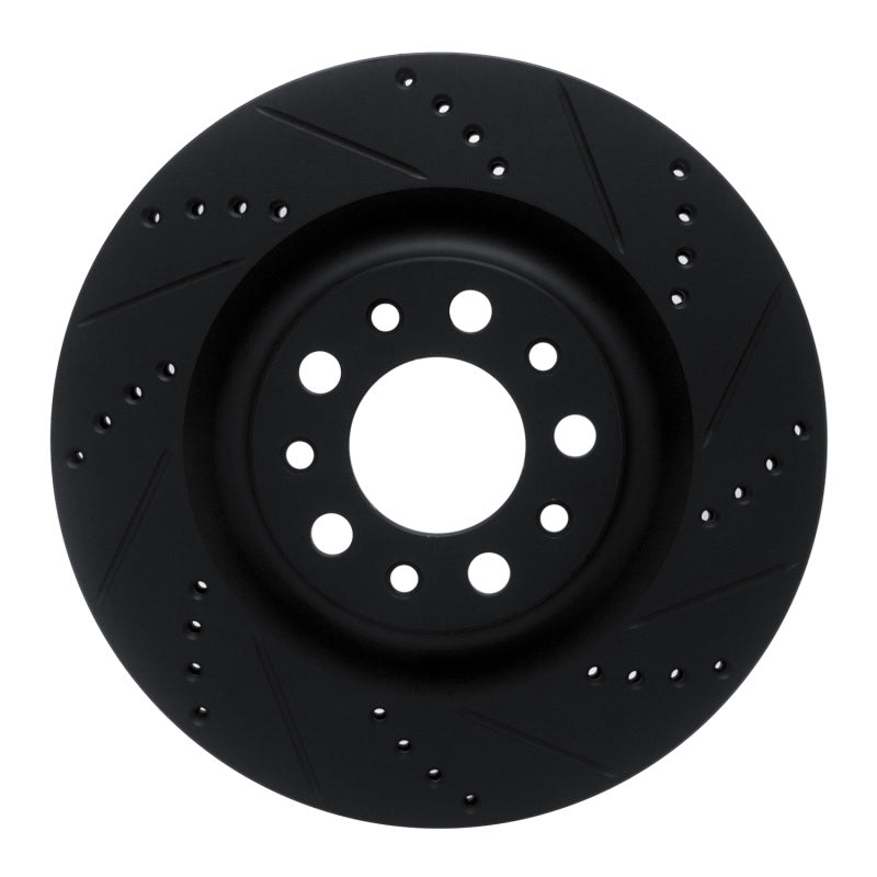 R1 2017-2025 Alfa Romeo Stelvio Rear Right Drilled & Slotted Black Brake Rotor