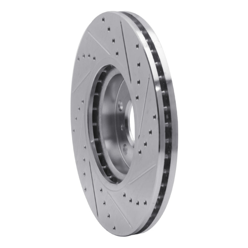 R1 2003-2023 Infiniti G25 Front Left Drilled & Slotted Silver Brake Rotor