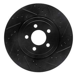 R1 2005-2023 Chrysler 300 Front Right Drilled & Slotted Black Brake Rotor