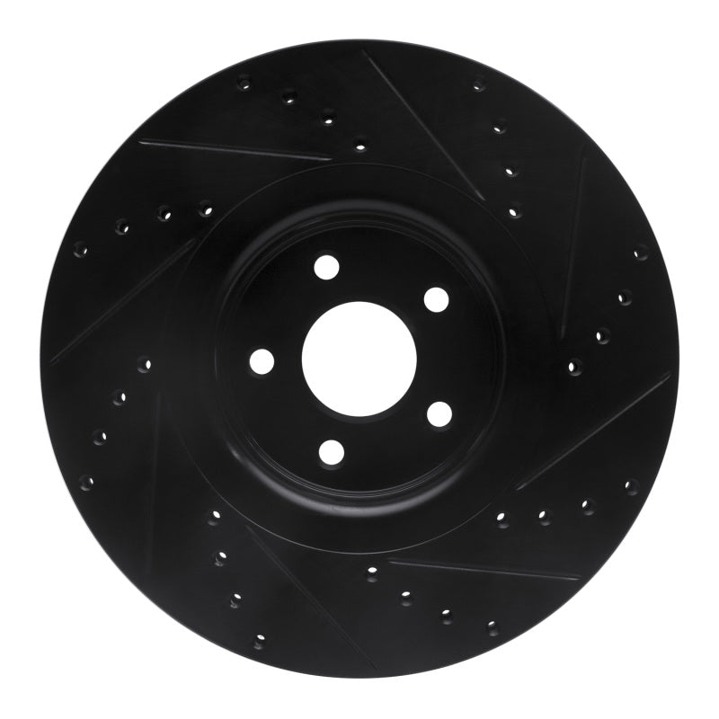 R1 2014-2019 Ford Focus Front Left Drilled & Slotted Black Brake Rotor