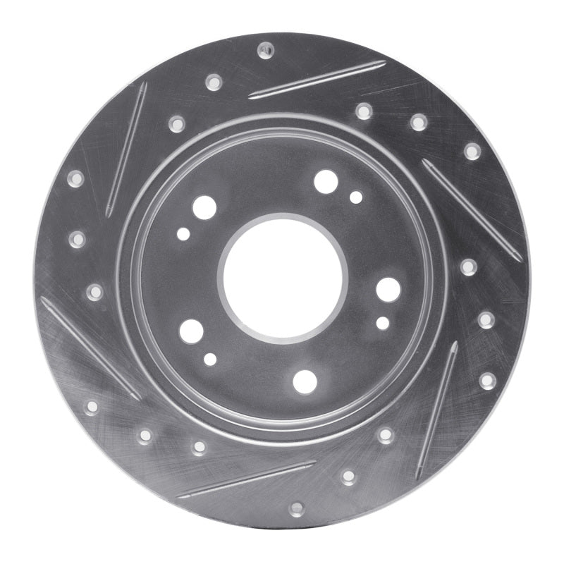 R1 1997-2015 Acura ILX Rear Right Drilled & Slotted Silver Brake Rotor
