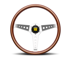 MOMO California Wood Steering Wheel 360 mm - Mahogany Wood with Polished Spokes