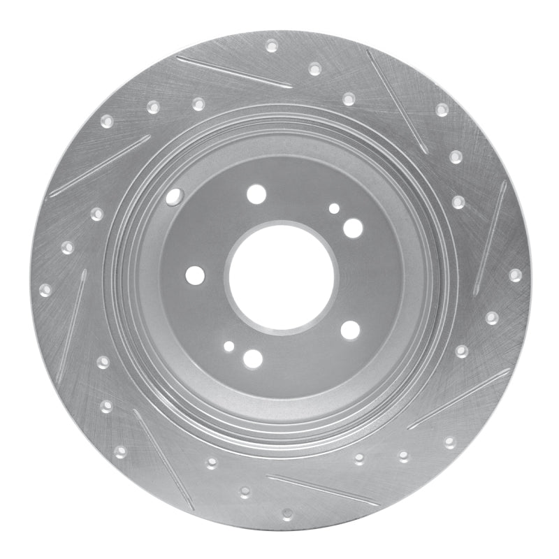 R1 Concepts Genesis G70 Rear Left Drilled & Slotted Silver Brake Rotor (Part Number: RNC631-21041L)