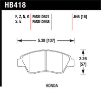 Hawk 02-06 RSX (non-S) Front / 03-09 Civic Hybrid / 04-05 Civic Si HP+ Street Rear Brake Pads