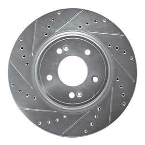 R1 Concepts Genesis G70 Front Left Drilled & Slotted Silver Brake Rotor (2018-2023)