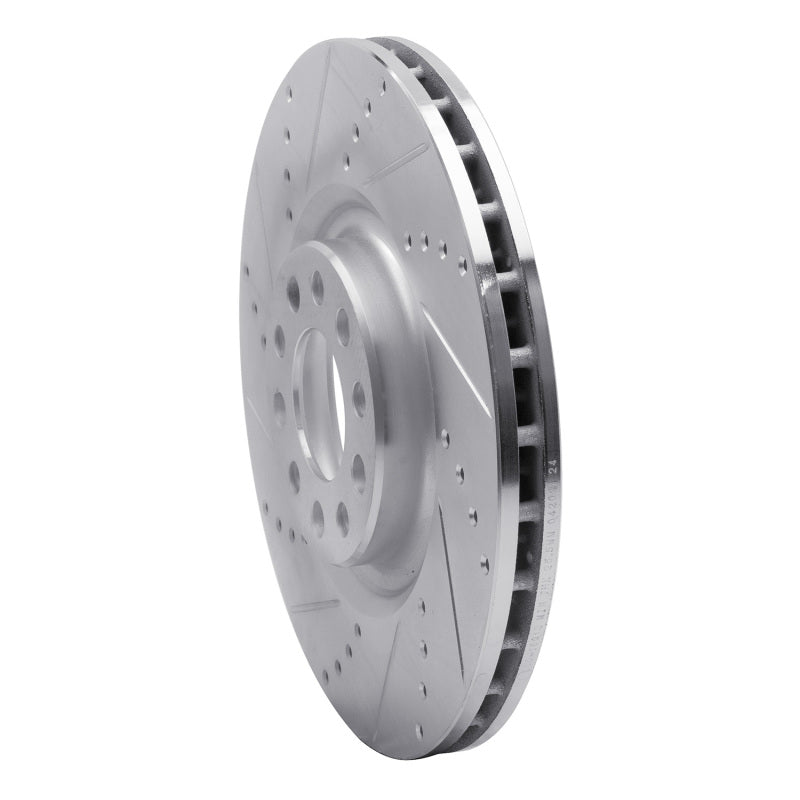 R1 2017-2025 Alfa Romeo Stelvio Front Left Drilled & Slotted Silver Brake Rotor (EDZ-16012L)