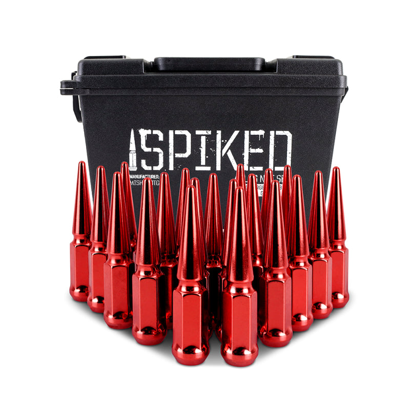 Mishimoto Steel Spiked Lug Nuts M12x1.5 20pc Set - Red (MMLG-SP1215-20RD)