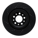 R1 2017-2025 Alfa Romeo Stelvio Rear Right Drilled & Slotted Black Brake Rotor