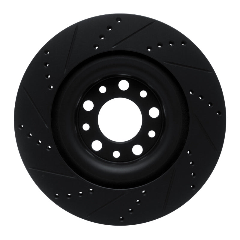 R1 2017-2025 Alfa Romeo Stelvio Rear Right Drilled & Slotted Black Brake Rotor