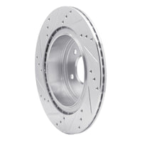 R1 2005-2025 Infiniti M35 Rear Right Drilled & Slotted Silver Brake Rotor
