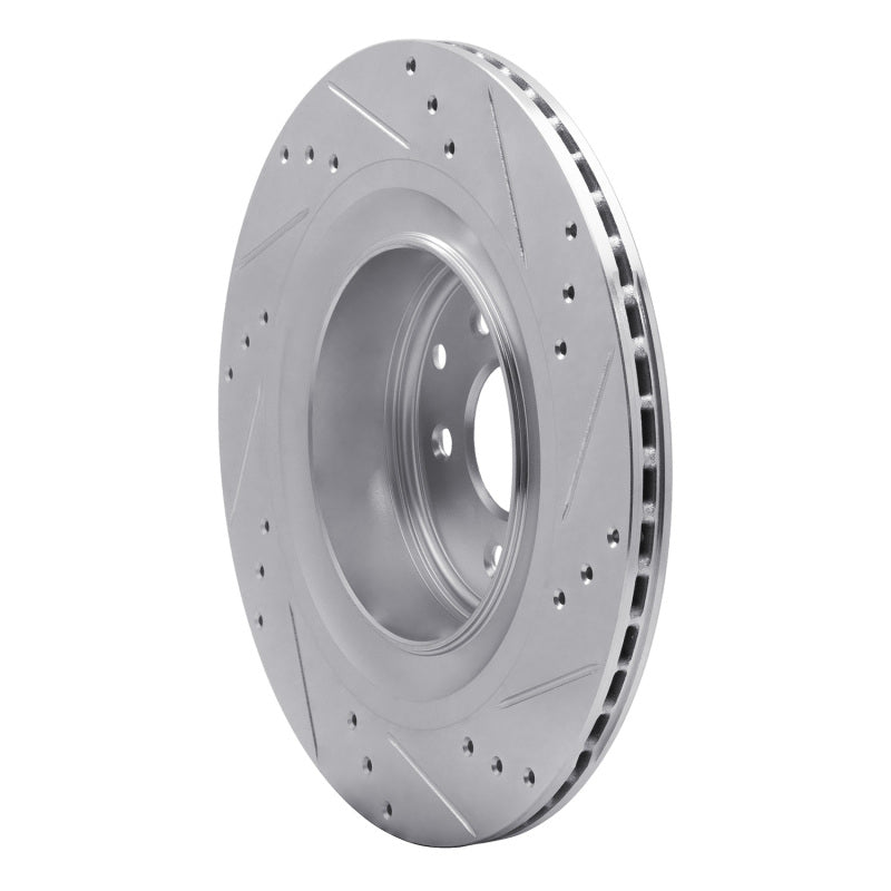 R1 2008-2025 Infiniti G37 Rear Left Drilled & Slotted Silver Brake Rotor