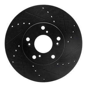 R1 1998-2022 Acura ILX Front Right Drilled & Slotted Black Brake Rotor