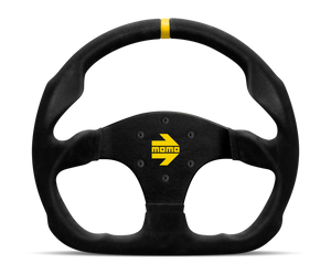 MOMO MOD30 320mm Black Suede Steering Wheel with Black Spokes and Single Stripe