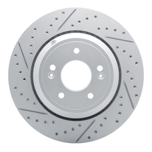 R1 Concepts Genesis G80 Rear Left Drilled & Slotted Geo-Carbon Rotor (2018-2023)