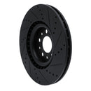 R1 2017-2025 Alfa Romeo Stelvio Front Left Drilled & Slotted Black Brake Rotor