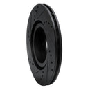 R1 2012-2019 Fiat 500E Front Right Drilled & Slotted Black Brake Rotor