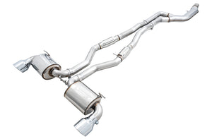 AWE Tuning 2020 Toyota Supra A90 Resonated Touring Edition Exhaust - 5in Chrome Silver Tips